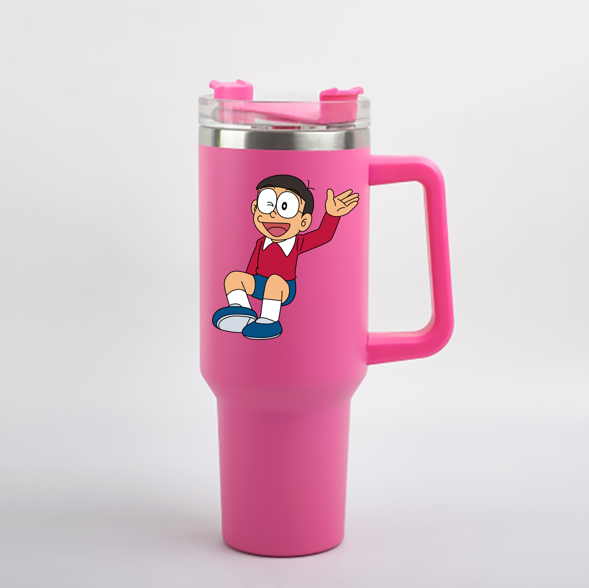 （画像用） ドラえもん 野比 のび太 Doraemon Nobita Nobi 1200mL車用タンブラー - クリスタルステッカー（プラスチックストロー付き）